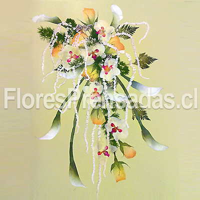 Ramo flores prensadas, orquideas, calas y rosas 